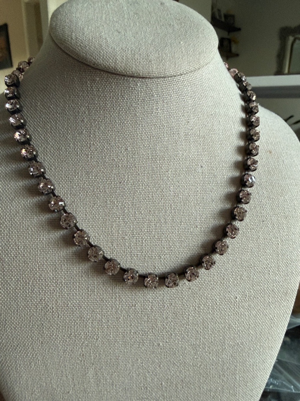 Sabika How Sweet London Crystal Tennis Choker Necklace in Light Champagne